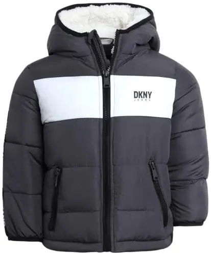 DKNY Baby Boys' Winter Jacket - Quilted Fleece Lined Puffer Parka Coat - Heavyweight Winter Coat for Infants (Sizes: 12M-24M) - 1