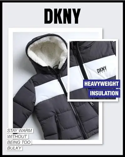 DKNY Baby Boys' Winter Jacket - Quilted Fleece Lined Puffer Parka Coat - Heavyweight Winter Coat for Infants (Sizes: 12M-24M) - 3