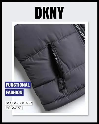 DKNY Baby Boys' Winter Jacket - Quilted Fleece Lined Puffer Parka Coat - Heavyweight Winter Coat for Infants (Sizes: 12M-24M) - 4