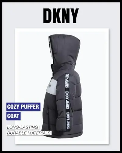DKNY Baby Boys' Winter Jacket - Quilted Fleece Lined Puffer Parka Coat - Heavyweight Winter Coat for Infants (Sizes: 12M-24M) - 5