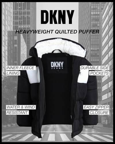 DKNY Baby Boys Winter Jacket – Quilted Fleece Lined Puffer Parka Coat – Heavyweight Winter Coat for Infants/Toddlers (12M-4T) - 9