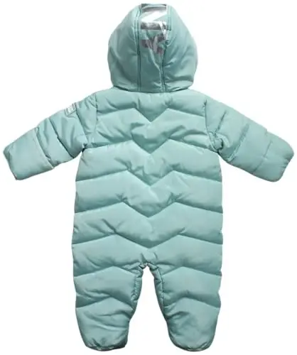 DKNY Baby Girls One Piece Puffer Snowsuit Pram, Water and Wind Resistant | Midweight Fleece Lined Warmth, Attached Hood with Faux Fur Trim, Dual Zippers and Hand and Feet Covers for Cold Days - 5