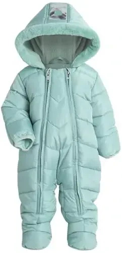 DKNY Baby Girls' Snowsuit - Fleece Lined Hooded Winter Pram - Outerwear Snow Coat for Toddlers & Babies (Infant Sizes: 0-24M) - 4