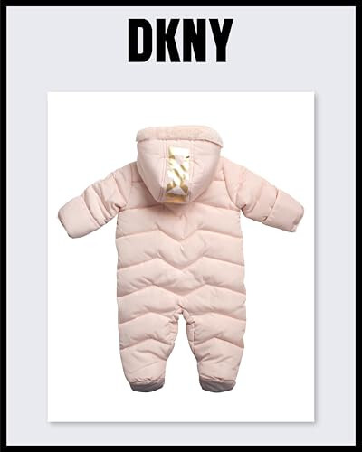 DKNY Baby Girls’ Snowsuit – Hooded Fleece Lined Warm Winter Coat – Zip Snow Pram for Newborns and Infants (0-24M) - 6