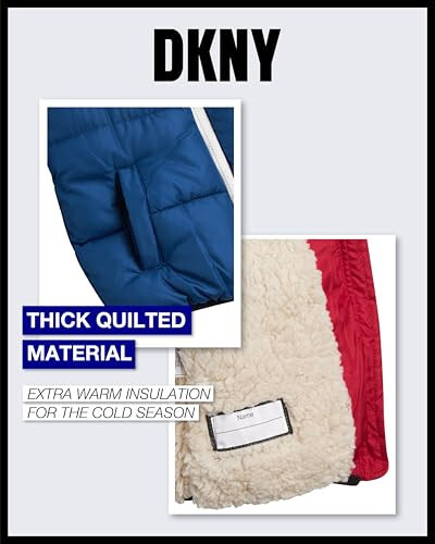 DKNY Baby Infant Boys' Puffer Jacket - Toddler Puffer Coat Full Zip Up Sherpa Lined Quilted Hooded Jacket (Sizes: 12M-4T) - 4