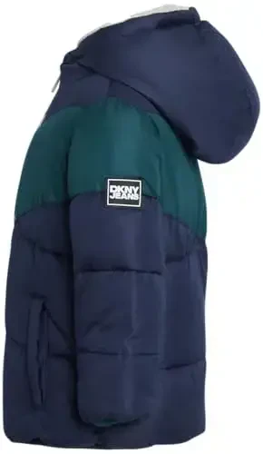 DKNY Baby Infant Boys' Puffer Jacket - Toddler Puffer Coat Full Zip Up Sherpa Lined Quilted Hooded Jacket (Sizes: 12M-4T) - 5