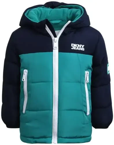 DKNY Baby Boys' Winter Jacket - Quilted Fleece Lined Puffer Parka Coat - Heavyweight Winter Coat for Infants (Sizes: 12M-24M) - 1