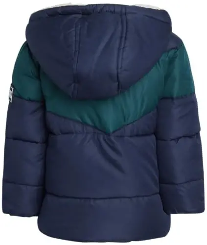 DKNY Baby Infant Boys' Puffer Jacket - Toddler Puffer Coat Full Zip Up Sherpa Lined Quilted Hooded Jacket (Sizes: 12M-4T) - 6