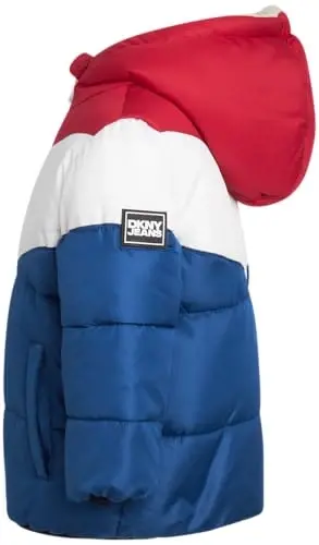 DKNY Baby Infant Boys' Puffer Jacket - Toddler Puffer Coat Full Zip Up Sherpa Lined Quilted Hooded Jacket (Sizes: 12M-4T) - 5