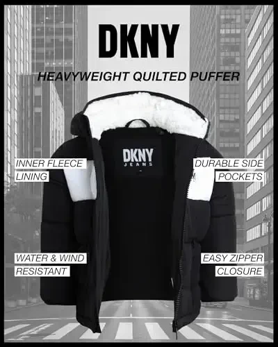 DKNY Baby Boys' Winter Jacket - Quilted Fleece Lined Puffer Parka Coat - Heavyweight Winter Coat for Infants (Sizes: 12M-24M) - DKNY (1)
