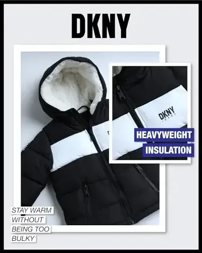 DKNY Baby Boys' Winter Jacket - Quilted Fleece Lined Puffer Parka Coat - Heavyweight Winter Coat for Infants (Sizes: 12M-24M) - 3