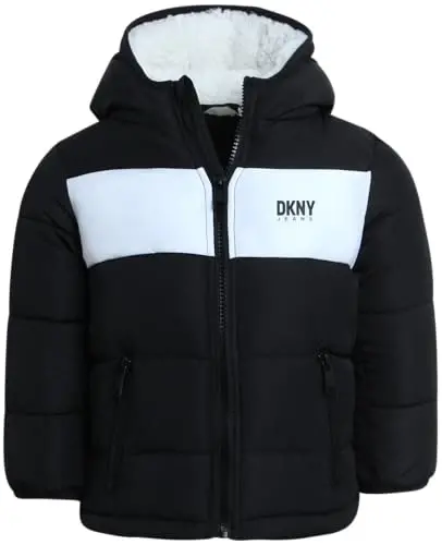 DKNY Baby Boys' Winter Jacket - Quilted Fleece Lined Puffer Parka Coat - Heavyweight Winter Coat for Infants (Sizes: 12M-24M) - MODAZONE