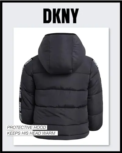 DKNY Baby Boys' Winter Jacket - Quilted Fleece Lined Puffer Parka Coat - Heavyweight Winter Coat for Infants (Sizes: 12M-24M) - 6