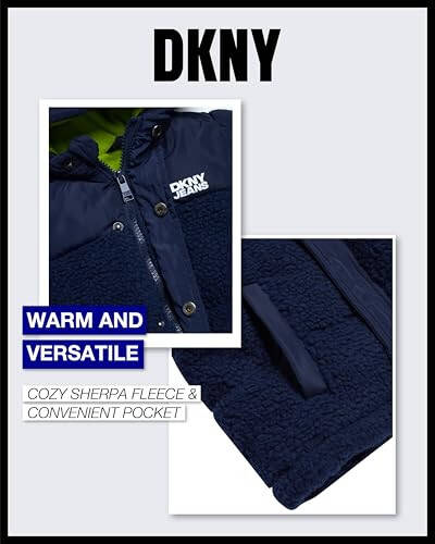 DKNY Bebek Erkek Mont - Hafif Polardan Astarlı Sherpa Lağım Kabarcıklı Puf Mont - Bebek Kışlık Mont (12M-4T) - 4