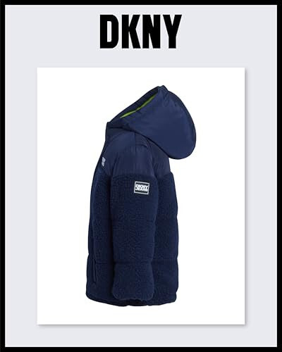 DKNY Bebek Erkek Mont - Hafif Polardan Astarlı Sherpa Lağım Kabarcıklı Puf Mont - Bebek Kışlık Mont (12M-4T) - 5