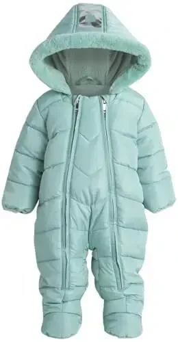 DKNY Baby Girls' Snowsuit - Fleece Lined Hooded Winter Pram - Outerwear Snow Coat for Toddlers & Babies (Infant Sizes: 0-24M) - 3