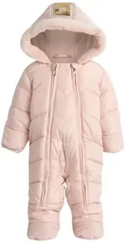 DKNY Baby Girls' Snowsuit - Fleece Lined Hooded Winter Pram - Outerwear Snow Coat for Toddlers & Babies (Infant Sizes: 0-24M) - 3