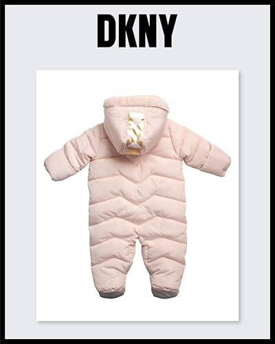 DKNY Bebek Kız Kar Tulumu - Kapüşonlu Polar Astarlı Sıcak Kışlık Mont - Yenidoğan ve Bebekler İçin Fermuarlı Kar Kızağı (0-24M) - 6