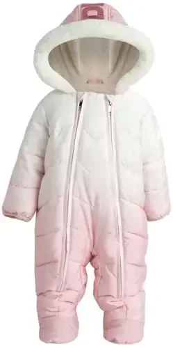 DKNY Baby Girls' Snowsuit - Fleece Lined Hooded Winter Pram - Outerwear Snow Coat for Toddlers & Babies (Infant Sizes: 0-24M) - Modazone (1)