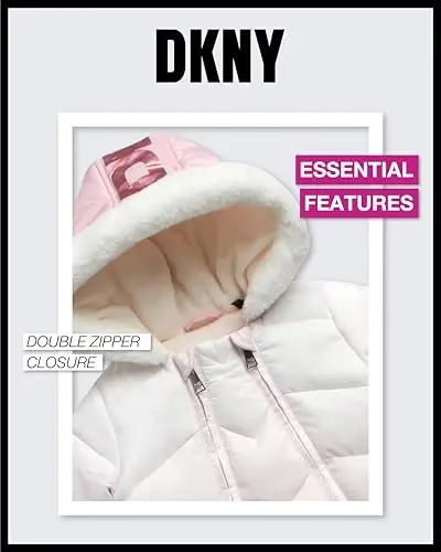DKNY Baby Girls' Snowsuit - Fleece Lined Hooded Winter Pram - Outerwear Snow Coat for Toddlers & Babies (Infant Sizes: 0-24M) - 4