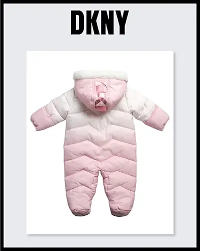 DKNY Baby Girls' Snowsuit - Fleece Lined Hooded Winter Pram - Outerwear Snow Coat for Toddlers & Babies (Infant Sizes: 0-24M) - 7