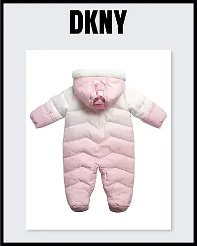 DKNY Baby Girls' Snowsuit - Fleece Lined Hooded Winter Pram - Outerwear Snow Coat for Toddlers & Babies (Infant Sizes: 0-24M) - 7