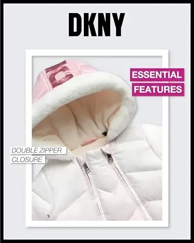 DKNY Baby Girls' Snowsuit - Fleece Lined Hooded Winter Pram - Outerwear Snow Coat for Toddlers & Babies (Infant Sizes: 0-24M) - 4