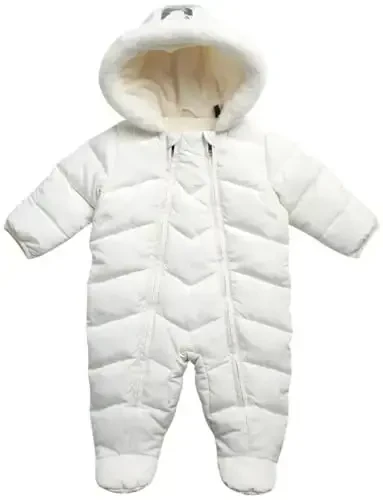 DKNY Baby Girls' Snowsuit - Fleece Lined Hooded Winter Pram - Outerwear Snow Coat for Toddlers & Babies (Infant Sizes: 0-24M) - 2