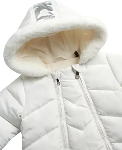 DKNY Baby Girls' Snowsuit - Fleece Lined Hooded Winter Pram - Outerwear Snow Coat for Toddlers & Babies (Infant Sizes: 0-24M) - 5