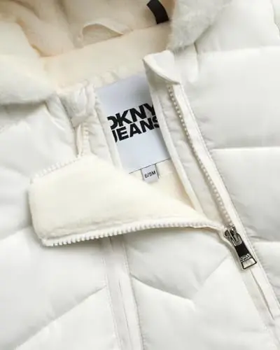 DKNY Baby Girls' Snowsuit - Fleece Lined Hooded Winter Pram - Outerwear Snow Coat for Toddlers & Babies (Infant Sizes: 0-24M) - 6