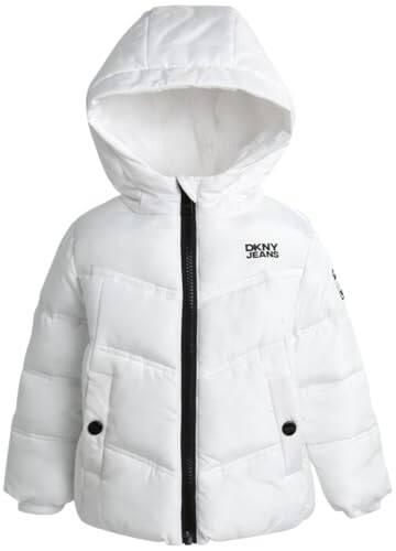 DKNY Bebek Kızlar Kışlık Ceket - Kız Çocuklar İçin Kumaş Astarlı Kapitone Balon Kabarık Mont (Bedenler: 12M-4T) - 1