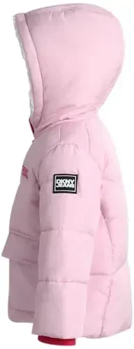 DKNY Infant Toddler Baby Girls' Winter Jacket - Fleece Lined Quilted Bubble Puffer Parka Coat for Girls (Sizes: 12M-4T) - 6