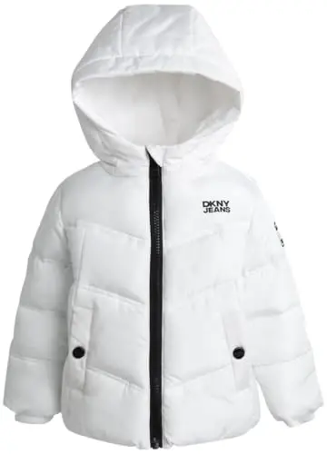 DKNY Infant Toddler Baby Girls' Winter Jacket - Fleece Lined Quilted Bubble Puffer Parka Coat for Girls (Sizes: 12M-4T) - 5