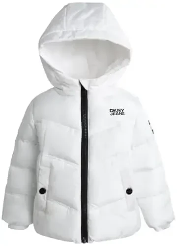 DKNY Infant Toddler Baby Girls' Winter Jacket - Fleece Lined Quilted Bubble Puffer Parka Coat for Girls (Sizes: 12M-4T) - 5