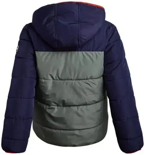 DKNY Boys Puffer Kurtka - Ikki tomonlama fermuarli bolalar qishki palto Sherpa kurtka kaputli - O'g'il bolalar uchun ustki kiyim kurtkalari - 3