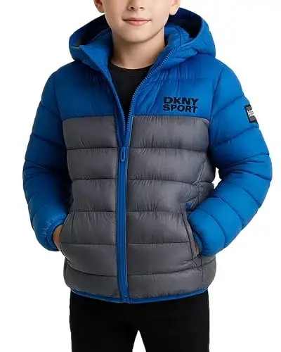 DKNY Boys Winter Jacket, Midweight Puffer Coat, Weather Resistant, Hooded | Insulated Bubble Warmth, Weather Resistant Shell, Cozy Attached Hood and Zip Pockets for Everyday and Cold Weather - 1