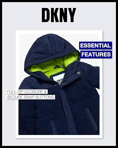 DKNY chaqaloq oʻgʻil bolalar kurtkasi - ogʻir polar junli Sherpa Layette pufakcha kurtkasi - chaqaloq qishki kurtkasi (12M-4T) - 3