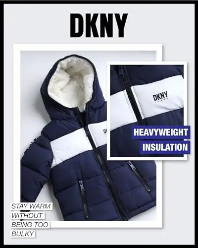 DKNY Baby Boys' Winter Jacket - Quilted Fleece Lined Puffer Parka Coat - Heavyweight Winter Coat for Infants (Sizes: 12M-24M) - 3
