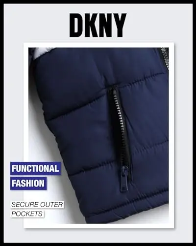 DKNY Baby Boys' Winter Jacket - Quilted Fleece Lined Puffer Parka Coat - Heavyweight Winter Coat for Infants (Sizes: 12M-24M) - 4