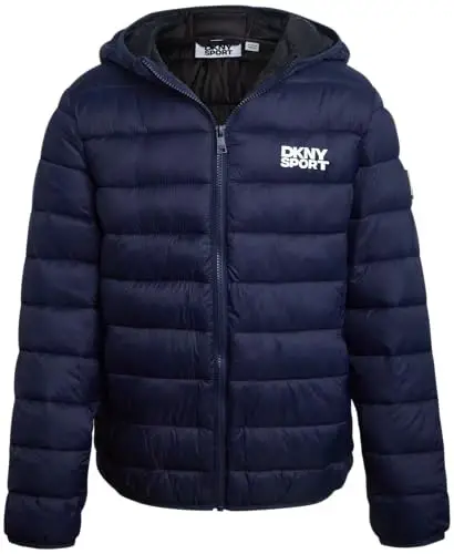 DKNY Boys Puffer Jacket - Midweight Insulated Wind Water Resistant Hooded Puffer Winter Coat - Quilted Winter Jacket for Boys - 6