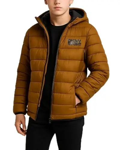 DKNY Boys Puffer Jacket - Midweight Insulated Wind Water Resistant Hooded Puffer Winter Coat - Quilted Winter Jacket for Boys - 5
