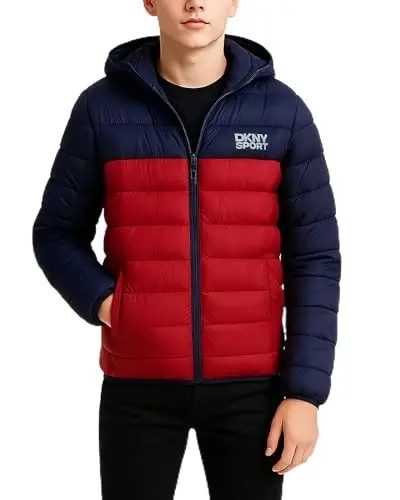 DKNY Boys Puffer Jacket - Midweight Insulated Wind Water Resistant Hooded Puffer Winter Coat - Quilted Winter Jacket for Boys - 5