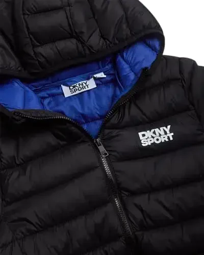 DKNY Boys Puffer Jacket - Midweight Insulated Wind Water Resistant Hooded Puffer Winter Coat - Quilted Winter Jacket for Boys - 2