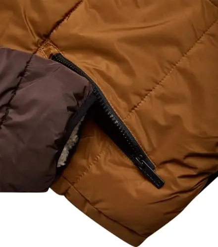 DKNY Boys Puffer Jacket - Reversible Zip Up Kids Winter Coat Sherpa Jacket with Hood - Outerwear Jackets for Boys - 6