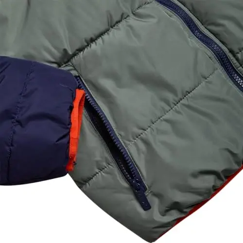 DKNY Boys Puffer Jacket - Reversible Zip Up Kids Winter Coat Sherpa Jacket with Hood - Outerwear Jackets for Boys - 4