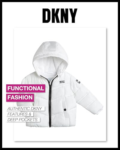 DKNY Infant Toddler Baby Girls' Winter Jacket - Fleece Lined Quilted Bubble Puffer Parka Coat for Girls (Sizes: 12M-4T) - 4