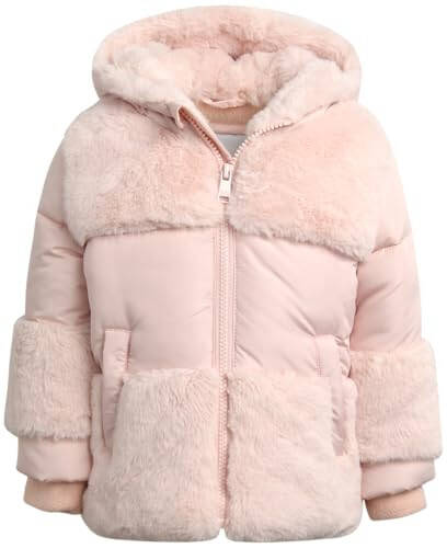 DKNY Infant Toddler Baby Girls' Winter Coat- Polar Fleece Lined Hooded Quilted Bubble Puffer Jacket for Girls (12M-4T) - 1