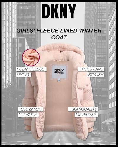 DKNY Infant Toddler Baby Girls' Winter Coat- Polar Fleece Lined Hooded Quilted Bubble Puffer Jacket for Girls (12M-4T) - 2