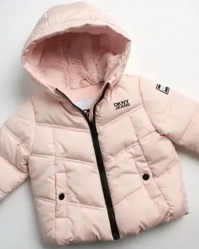 DKNY Infant Toddler Baby Girls' Winter Jacket - Fleece Lined Quilted Bubble Puffer Parka Coat for Girls (Sizes: 12M-4T) - 4