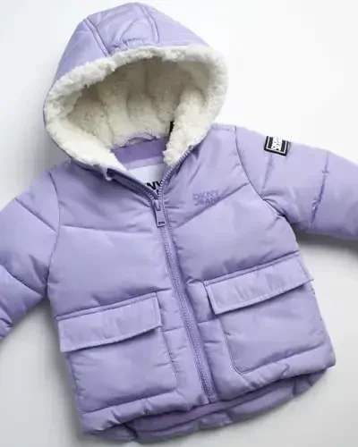 DKNY Infant Toddler Baby Girls' Winter Jacket - Fleece Lined Quilted Bubble Puffer Parka Coat for Girls (Sizes: 12M-4T) - 4